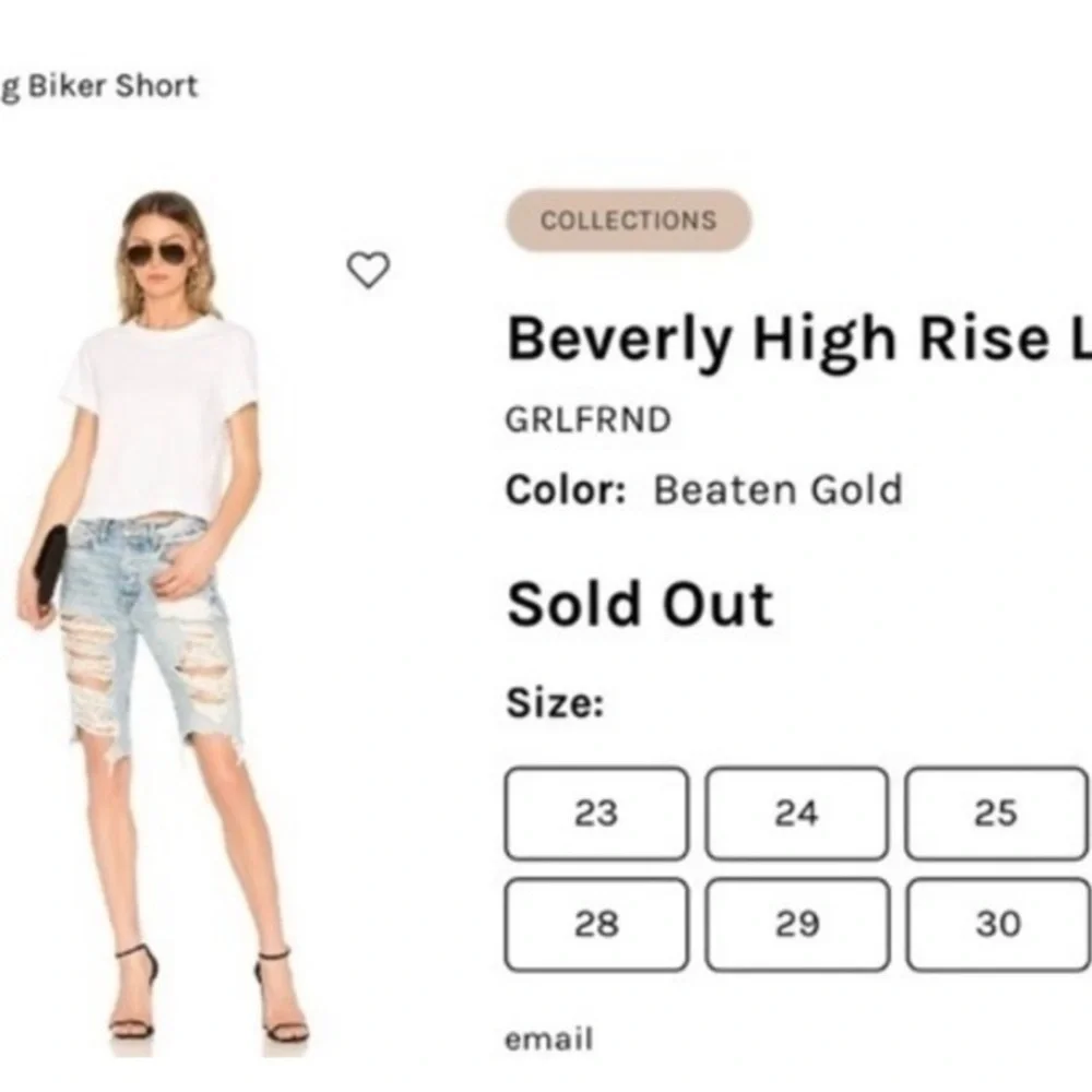 GRLFRND Beverly High Rise Long Bermuda Shorts 100% Cotton Denim